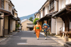 Stroll historic district in Kimono